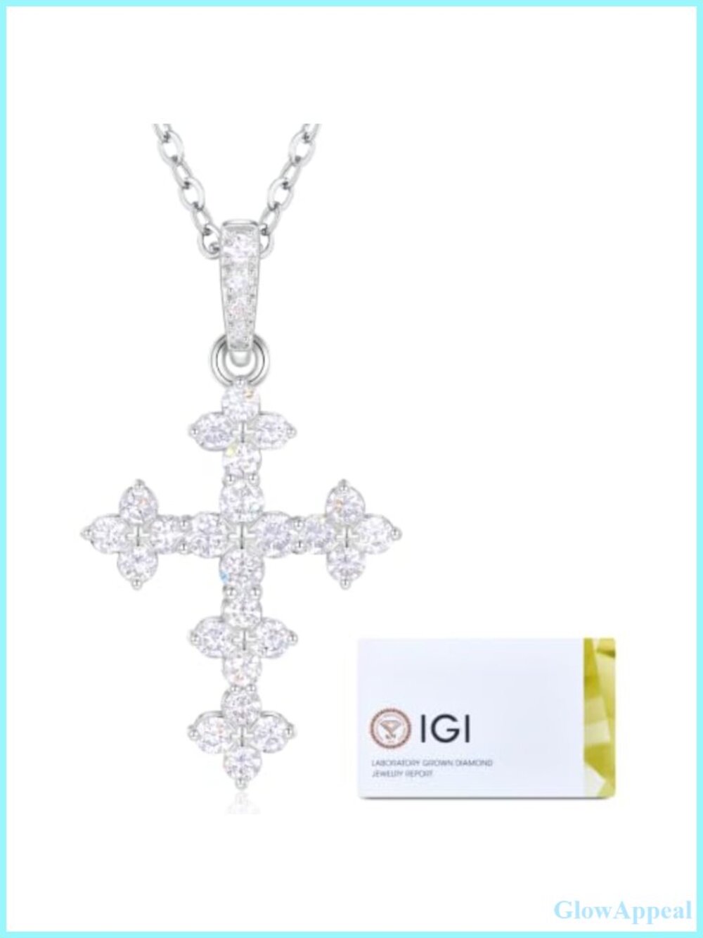 IGI Lab Grown Diamond Cross Necklace 925 Sterling Silver